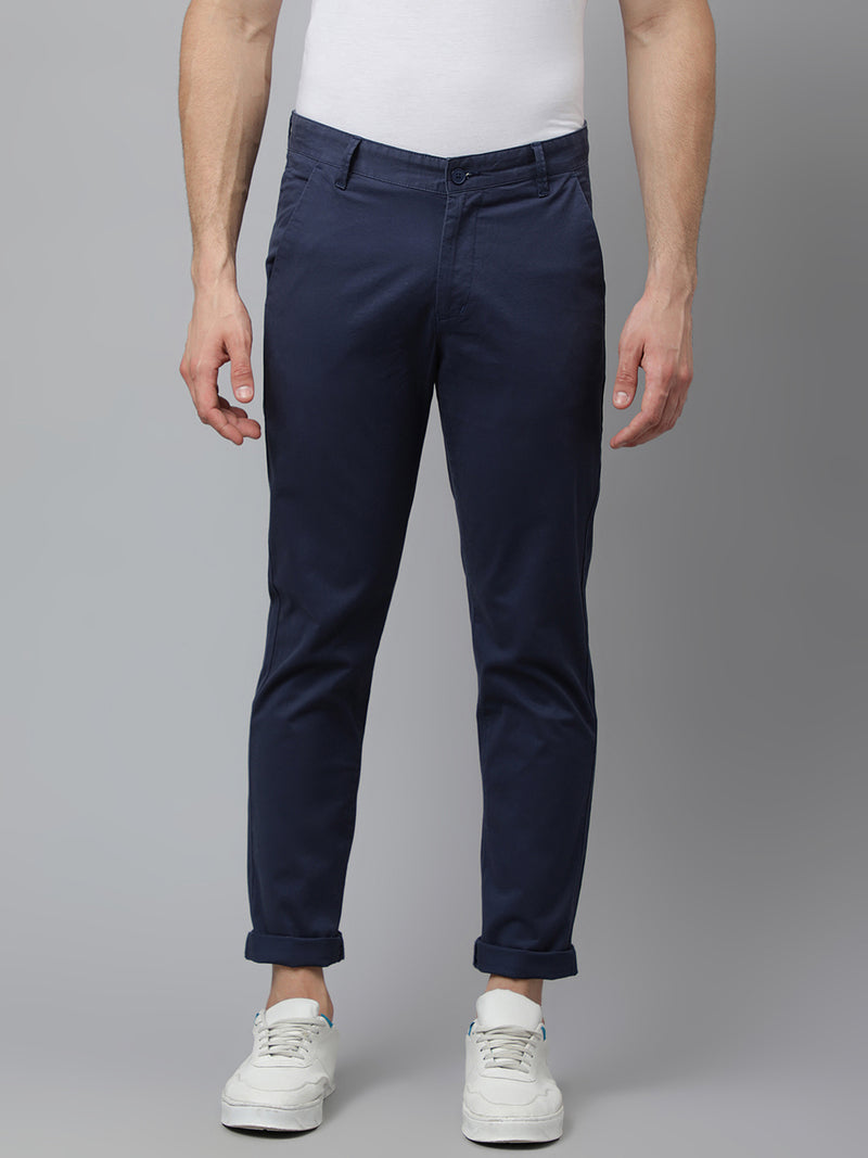Black Color Premium Men's Easy Care Flexi Waist Casual Pants: Slim Fit